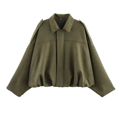 TFMLN Autumn Winter Women Suede Jacket Coat 2025 New Fashion Long Sleeve Zipper Loose Bomber Coat Chic Lady Casual Streetwear