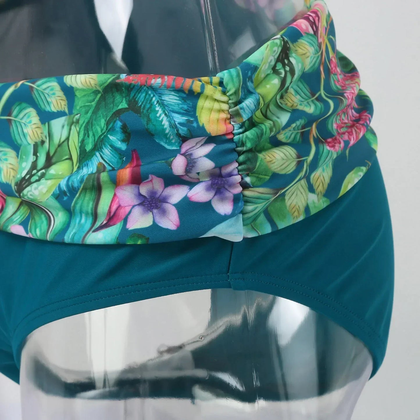 Women'S Swimwear Bikini Sets Normal Swimsuit Backless 2 Piece Green Printing Flower Push Up Girls Swimsuits Beachwear Bathing