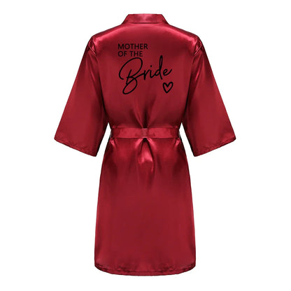 Wedding Party Team Bride Robe With Black Letters Kimono Satin Pajamas Bridesmaid Bathrobe SP003