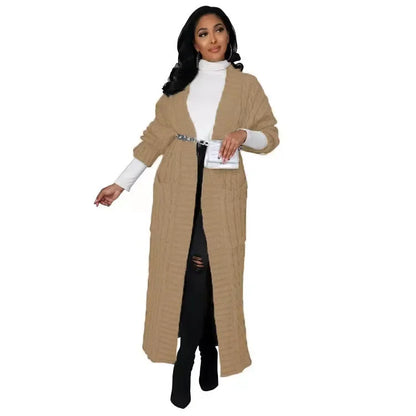 2024 New Women's Fashionable Cardigan Sweater Casual Long Sleeve Solid Color Jacket Autumn/Winter Amazon Europe Style
