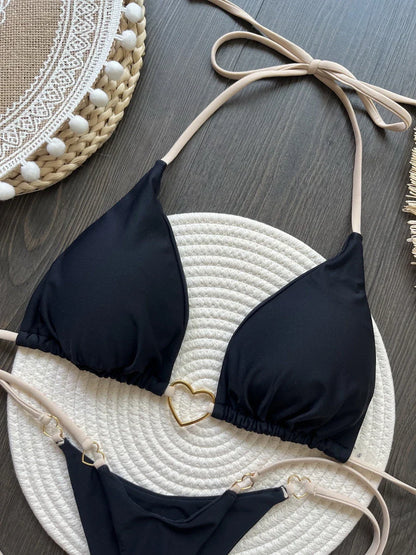 Para Praia 6 Colors Solid Brazilian Bikini Micro Swimwear T-back Swimsuit Women Sexy Biquini 2025 Thong Bikini Set Bathing Suit