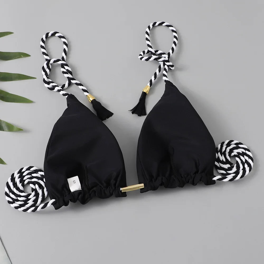 Sexy Swimsuit Women Triangle Bikinis Set Thong Bandage Swimsuits Solid Color bathing suit  Two Piece String Swimear Beach Wear