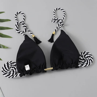 Sexy Swimsuit Women Triangle Bikinis Set Thong Bandage Swimsuits Solid Color bathing suit  Two Piece String Swimear Beach Wear