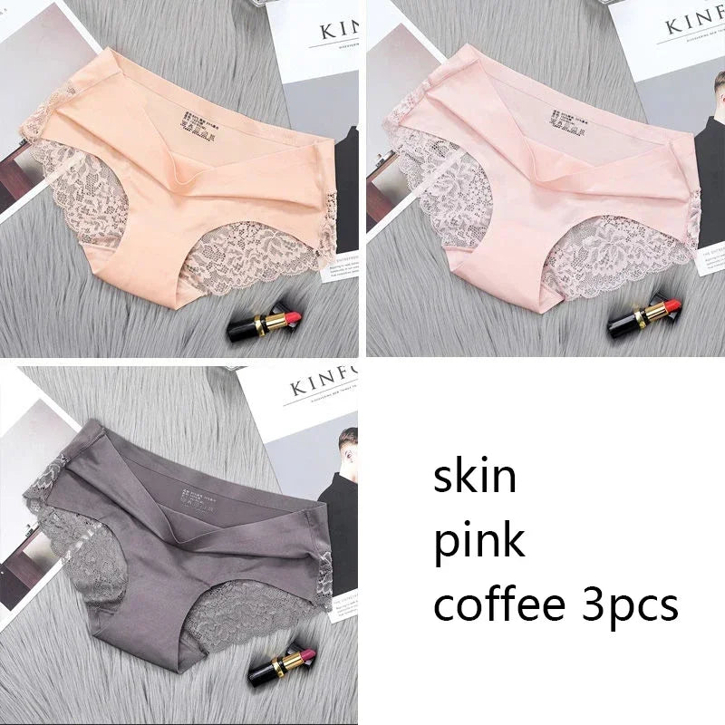 Set/lot Seamless WomenComfort Lace Briefs  Hollow Out Panties Set Underwear Low Rise Female Sport Panty Soft Lady Lingerie Sexy