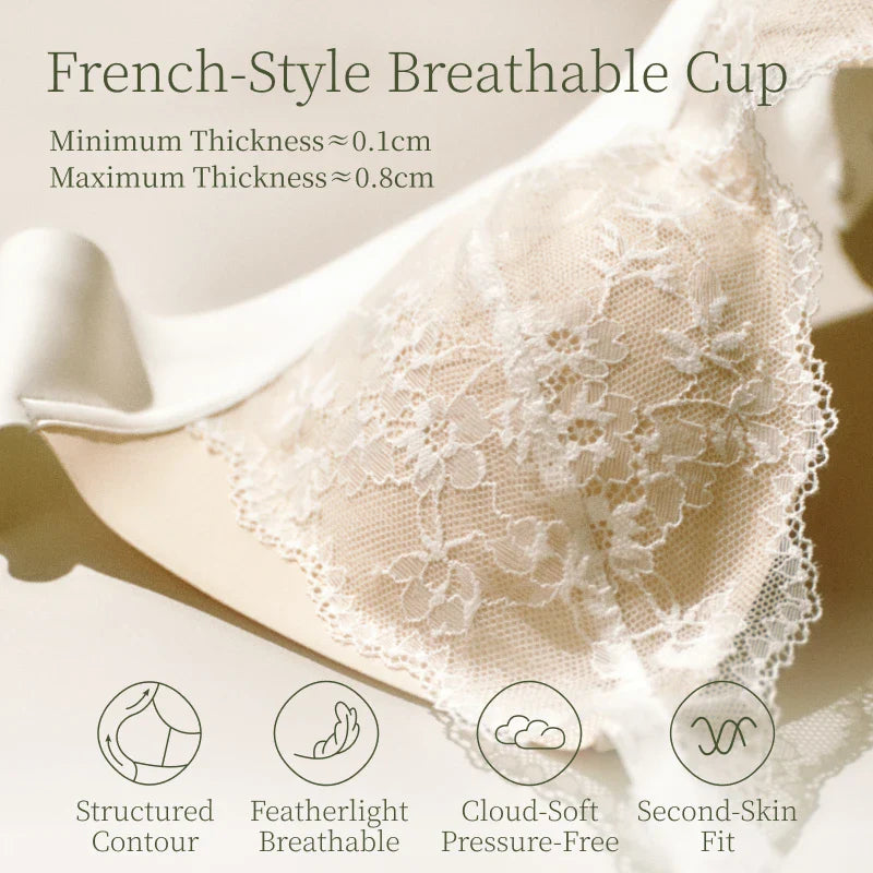SUJIIN Sexy Push Up Lace Bras for Women Summer Wireless Plunge Deep V Small Chest Bra Lady French Breathable Lingeries MX326