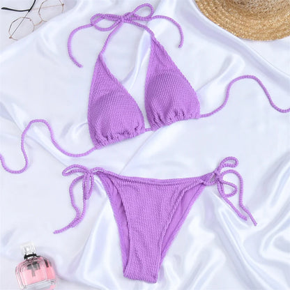 2024 Women's Printed Split Bikini Set Underwire Bikini Halter Strap beachwear High Waist Ladies Five Colors Styles Swimwear
