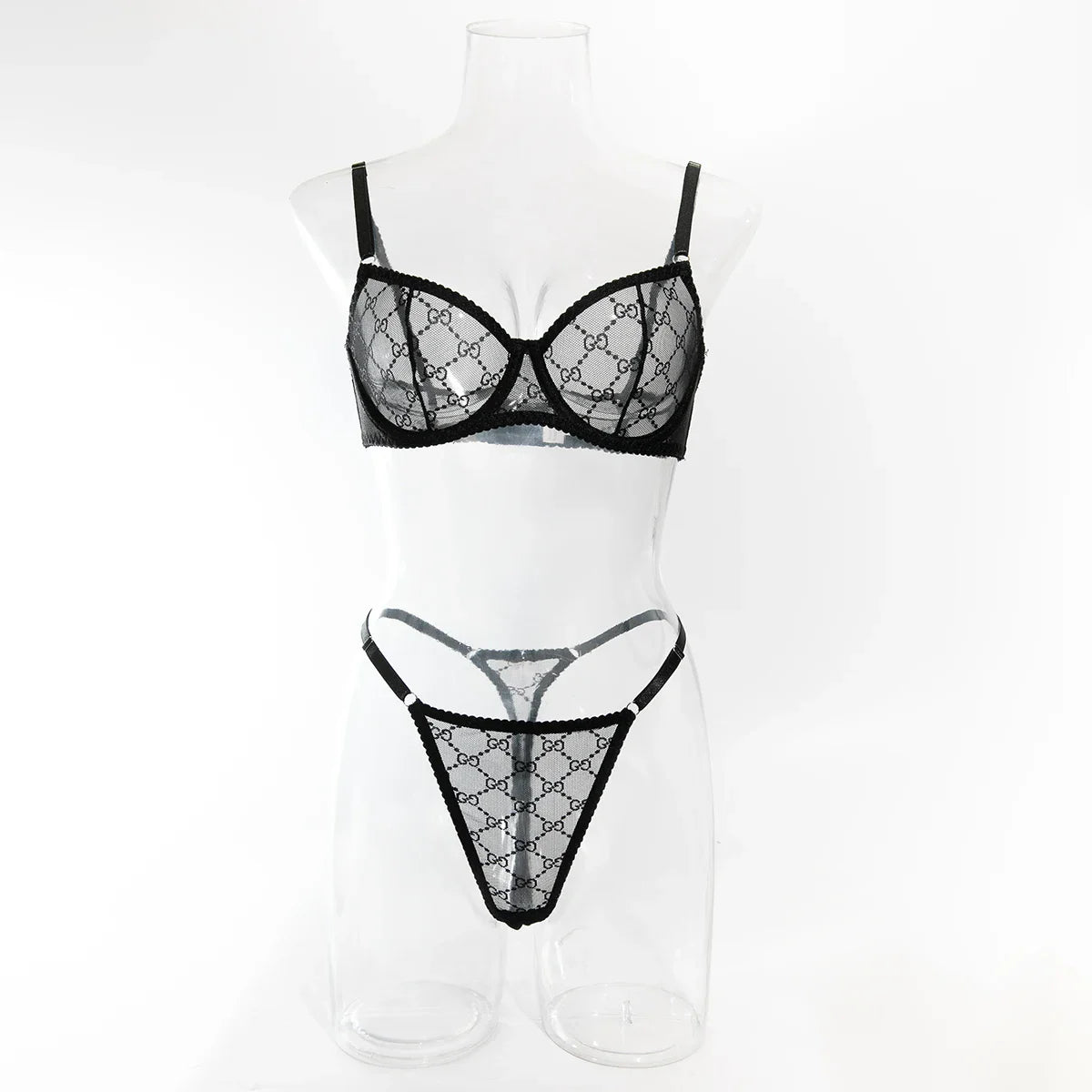 Krasapt New Arrival Ultra-thin Mesh See-through Plaid Bra And G-string Sexy Lingerie Sets Fancy Intimate Erotic set Onlyfans Kit