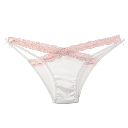CINOON Women Sexy Lingerie G String Lace Panties Femal Low-waist Cross Bandage Transparent Temptation Underwear Comfort Intimate