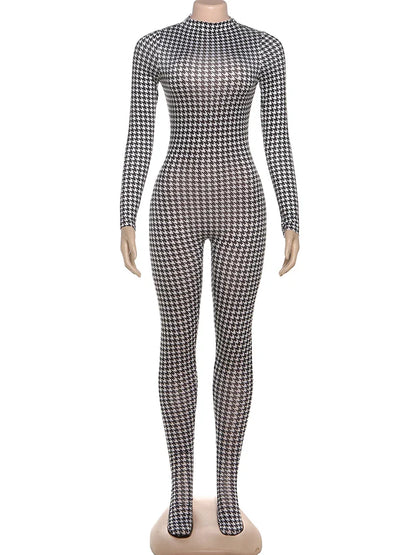 Weird Puss Sexy Foot Jumpsuit Women Snake Print Autumn Trend o-Neck Full Sleeve Stretch Skinny Street Clubwear Zip Slim Overalls