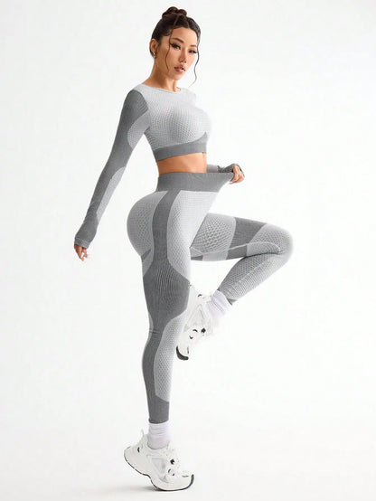 2pcs Hot-selling New Sports Tight Running Breathable Seamless Yoga Suit Women's Outdoor Fitness Suit Women's