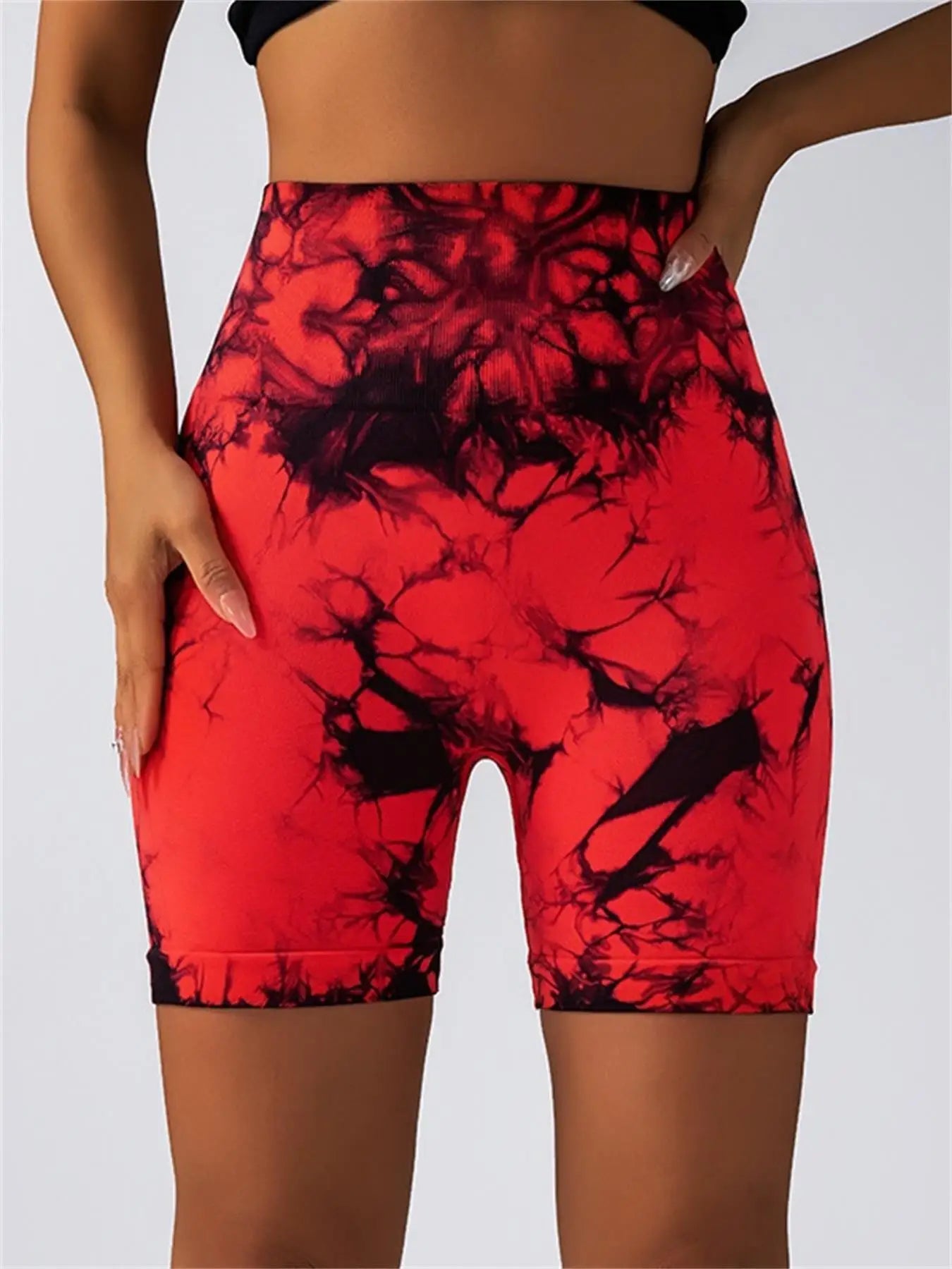 Tie Dyed Seamless Fitness Pants Women's High Waist and Hip Lifting Sports Tight Shorts Running Sexy Peach Fitness Yoga Shorts