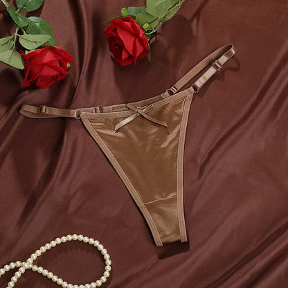 Sexy Women's Satin Soft G-Strings Thongs T-Panties Low Waist Bow Briefs Shorts Comfortable Female Underwear Трусы Женские