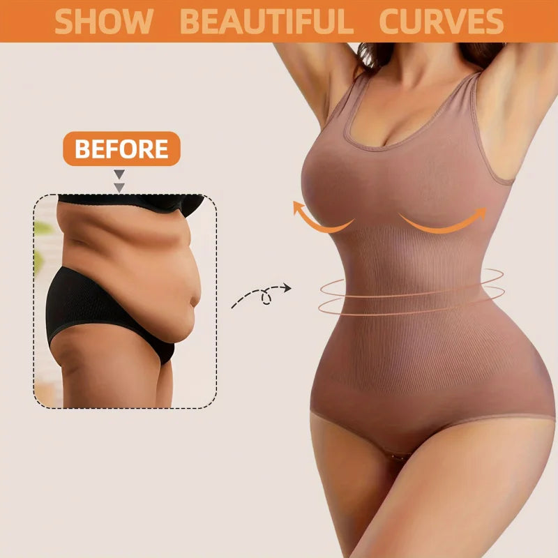 1pc Seamless Bodysuit for Women - Waist & Tummy Control, Full Body Shaper, Sleeveless Tank Top Jumpsuit, Body Shaping Bodysuit|