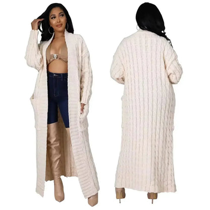 2024 New Women's Fashionable Cardigan Sweater Casual Long Sleeve Solid Color Jacket Autumn/Winter Amazon Europe Style