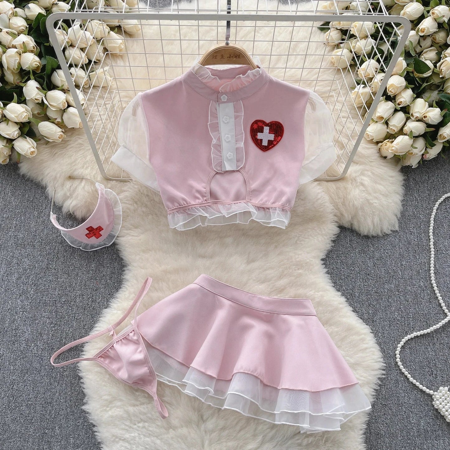 Sexy Lace Gauze Patchwork Strap Bodysuit Hollow Sleeveless Slim backless Women Erotic Lingerie Hotsweet Bow Night Maid Cosplay