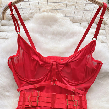 SINGREINY Women Underwear Erotic Playsuits Fashion Strap Backless Sheer Lingerie Nightwear Transpareant Hollow Out Sexy Bodysuit