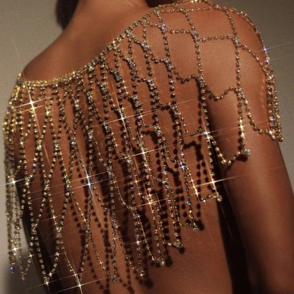 Fashion Sexy Mesh Crystal Bra Chain Jewelry Exquisite Luxury Banquet Party Rhinestone Chest Chain Body Jewelry Accessories