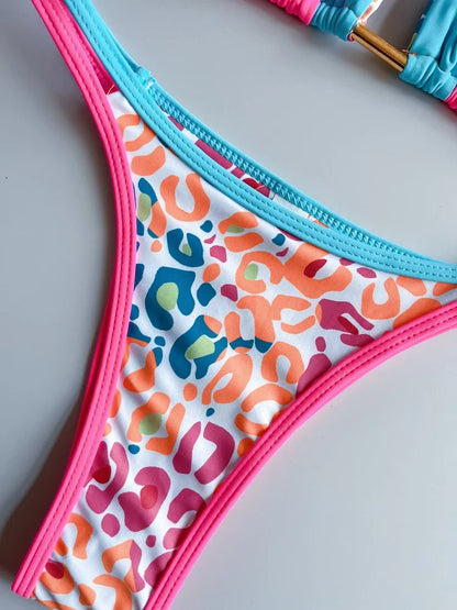 RUOTONGSEPT 2023 Sexy Spliced Swimsuit Women Swimwear Tiger Stripe Print Micro Bikini Set Brazilian Biquinis Beach Bathing Suit
