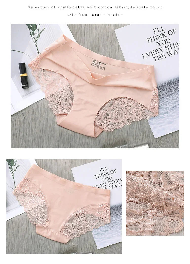 Set/lot Seamless WomenComfort Lace Briefs  Hollow Out Panties Set Underwear Low Rise Female Sport Panty Soft Lady Lingerie Sexy