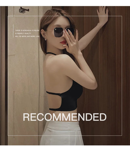 Sexy Large Backless U-shaped Beautiful Back Sling Underwear Women's Thin Section Seamless Small Chest Gathered Strapless Bra