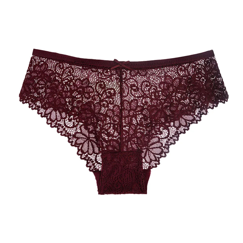 5 PCS/Set Mesh Briefs M-2XL Lace Panties Sexy Transparent Underwear Low Rise Panties Girls Intimates Lingeri