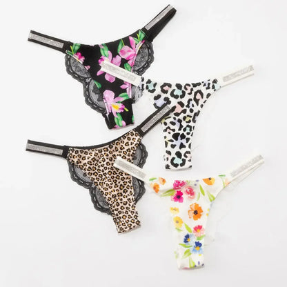 Fashion Sparkling Rhinestone Lace Thong Women's Low Waist Sexy Women's Underwear Women's Thong Clearance items,limited quantity,