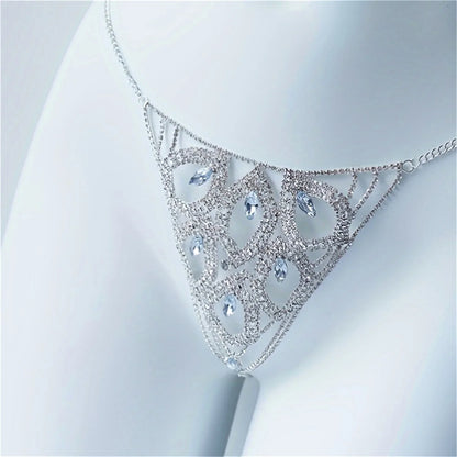 Luxury Leaf Rhinestone Body Jewelry sexy Thong Panties for Women Crystal Body Belly Waist Chain Accessories Valentine's Day gift