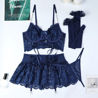 Ellolace Fancy Sexy Lingerie Lace Ultra Sexy Women's Ethical Underwear g-String Hot Skirt Ensemble Outfits Brazilian Underwear