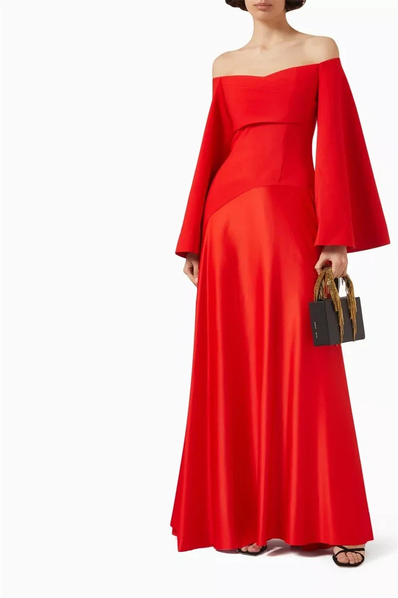 Customized Off Shoulder Long Evening Dresses Elegant Formal Occasion Prom Gowns Wedding Party Dress for Women فساتين سهرات