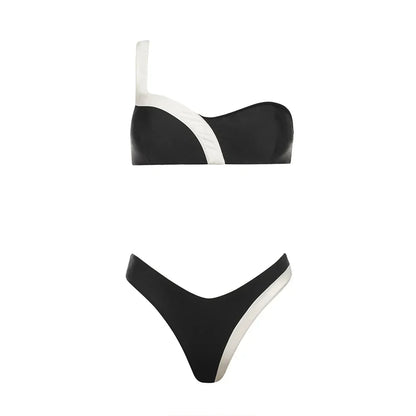 2025 Solid Thong Brazilian Bikinis Swimwear Women Swimsuit  Black White Bikini Set Bathing Suit Female Summer Beach Wear Biquini