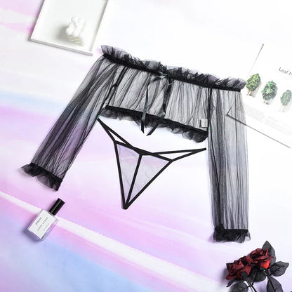 Sexy Perspective Blue Mesh Women's Underwear Exotic Fantasy Sexy Apparel Open G-string Pants Sexy Transparent Lingerie Pajamas