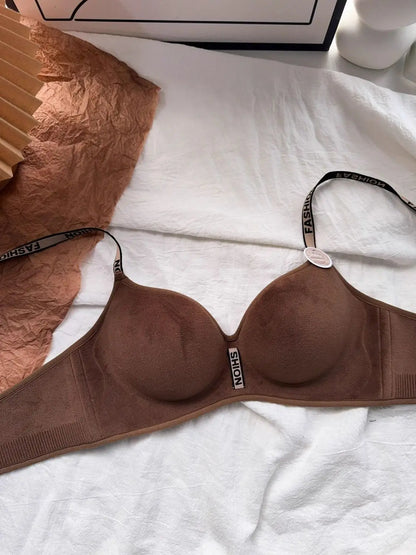 Velvet Plush Push Up Bra for Small Chest - 6CM Thermal Padded Non-Wire Bra, Warm Lined Comfort for Women, Autumn Winter Wear