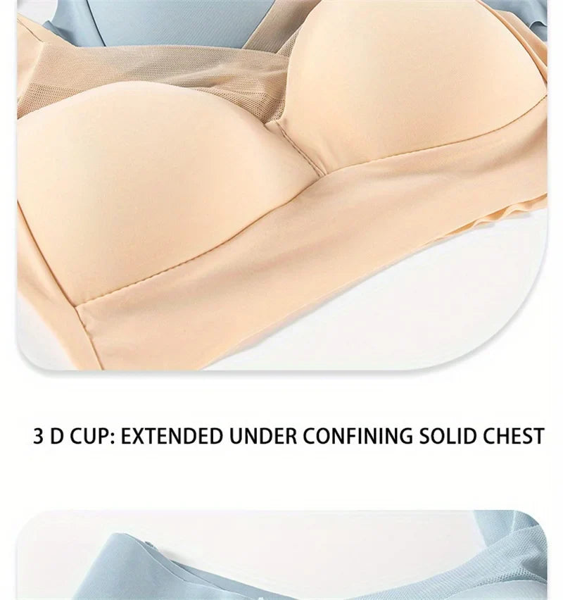 2/1Solid Wireless Sports Bra Comfy & Breathable Seamless Push Up Running Workout Tank Everyday Bra, Women's Lingerie & Underwear