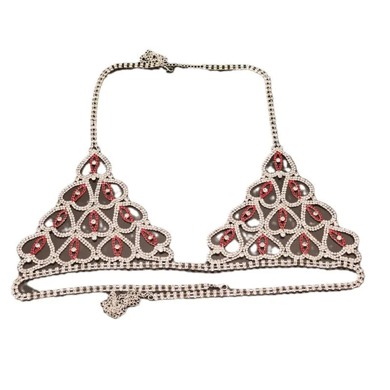Women's Body Jewelry Sexy Bikini Artificial Diamond Bra Chain Fashion Party Club Dance Body Accessory Underwear Chest Chain