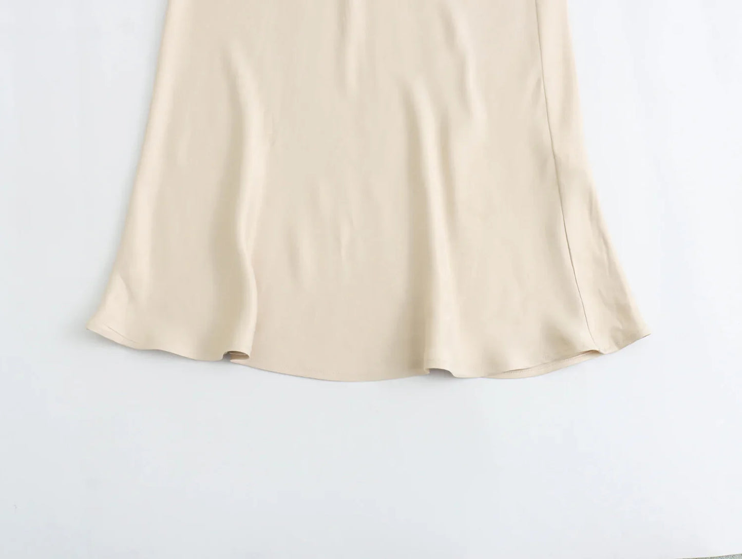 2024 Spring Women's Satin Bow-Decorated High-Waist A-Line Long Skirt - Vintage Chic Fashion