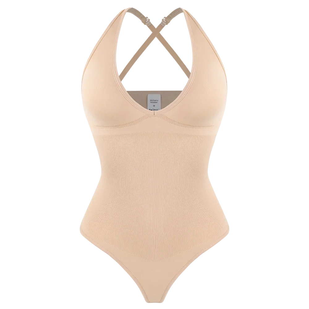 Sexy Thong Bodysuit Tummy Control Women Shapewear Halter Neck Flat Belly Body Shaper Slimming Flat Belly Underwear Open Crotch