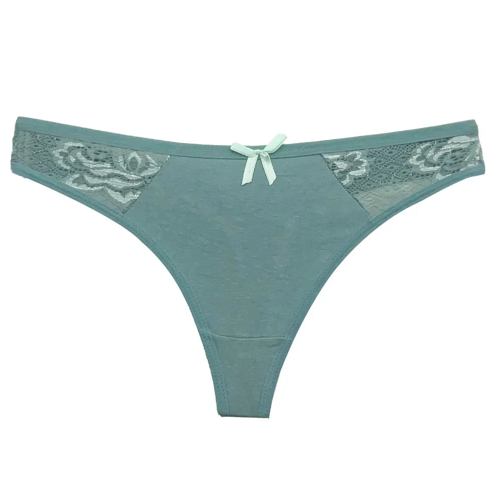 5 PCS/Set Cotton Thong Women Underwear Sexy Lace Panties Female Underpants Solid Color Panties Lingerie Low-Rise G-string