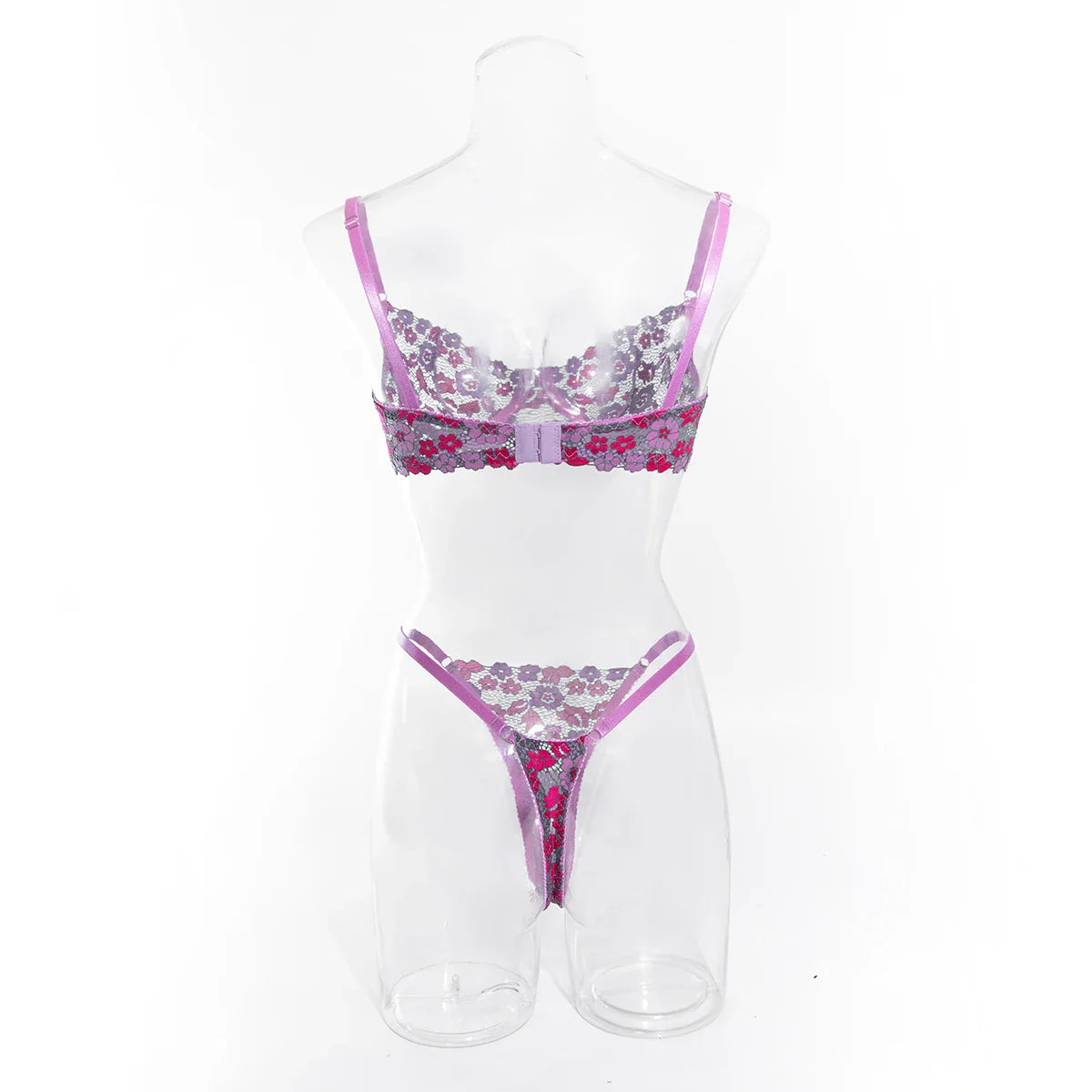 Aesthetic Floral Erotic Lingerie Set with Multi-color Lace Deluxe Comfortable Underwear with Thong