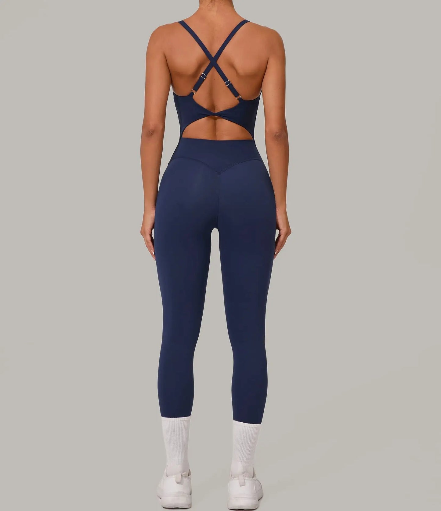 Sexy Hollow Cross Backless Sporty Tight Jumpsuit Woman Sportswear Summer One Pieces Outfit Gym Fitness Overalls Yoga Jump Suit