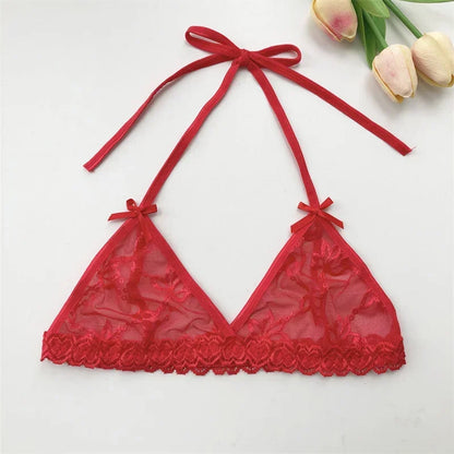 Name Custom Crystal Letter Thong Lace Tie Neck Bikini Bra Panties Sexy Personalized Name Low Waist G-String Underwear Bra Set