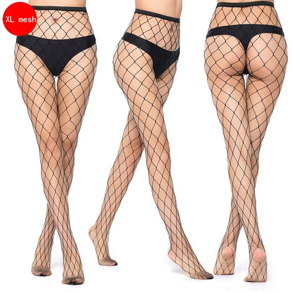 Hollow Out Sexy Pantyhose Black Women Fashion Tights Fishnet  Stockings Club Party Hosiery Female Lingerie Girls Thigh Mesh Sock