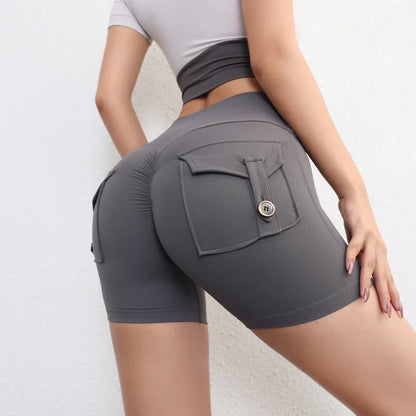 Peach Butt Fitness Shorts Women's Exercise Three-Quarter Pants Cargo Air Dry Pocket Yoga Tight Lift Summer
