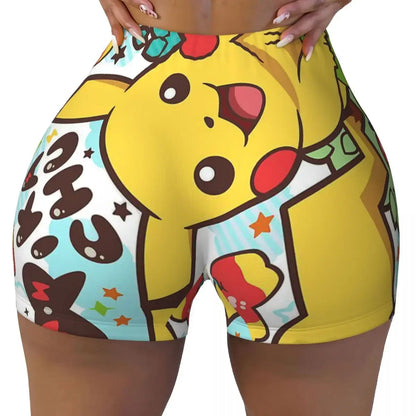 Custom Pikachus Women's Workout Yoga Shorts Athletic Gym Running Volleyball Shorts