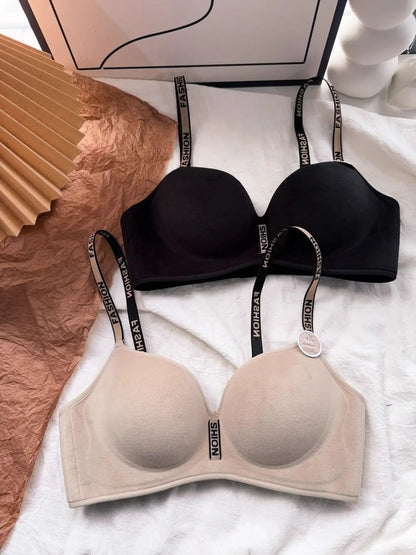 Velvet Plush Push Up Bra for Small Chest - 6CM Thermal Padded Non-Wire Bra, Warm Lined Comfort for Women, Autumn Winter Wear