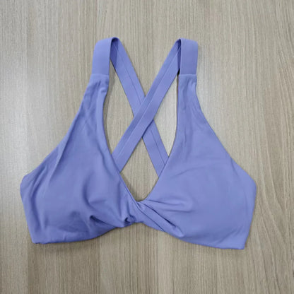 SHINBENE Women's Twist Workout Sports Bras Back Cross Padded Low Impact Fitness Bra Yoga Crop Tops