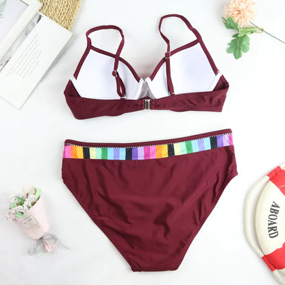 2024 New Women Swimsuit Sexy Women High Waist Bikini Swimwear Female Two Piece Beachwear Printed Bikinis Set Bathing Suit