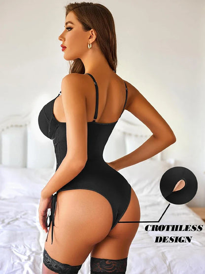 Bandage Sexy Lingerie Open Anal Bodysuit Women Corset Push Up Bra Body Femme Bondage Crotchless Teddy Underwear Erotic Costumes