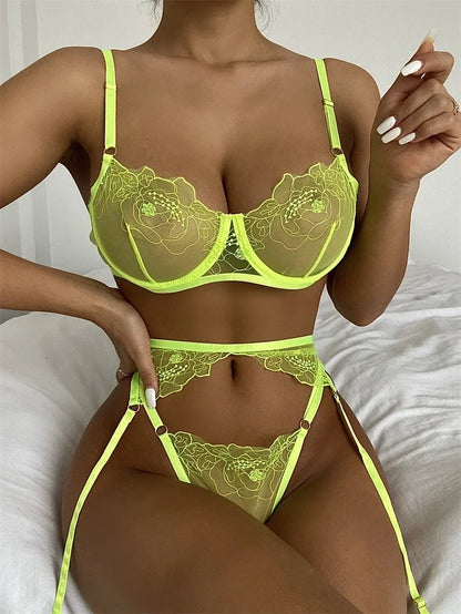 Erotic Lingerie Ladies Sexy Lingerie Exotic Clothing Sexy Hot Bra Panties Underwear Set Intimate Hollow Red Garter Underwear Set