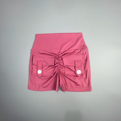 Peach Butt Fitness Shorts Women's Exercise Three-Quarter Pants Cargo Air Dry Pocket Yoga  Tight  Lift Summer