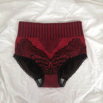 1pcs Women Lace Print Panties High Waist Tummy Control Briefs Female Seamless Ventilate Shaping Underpants Butt Lifter Underwear